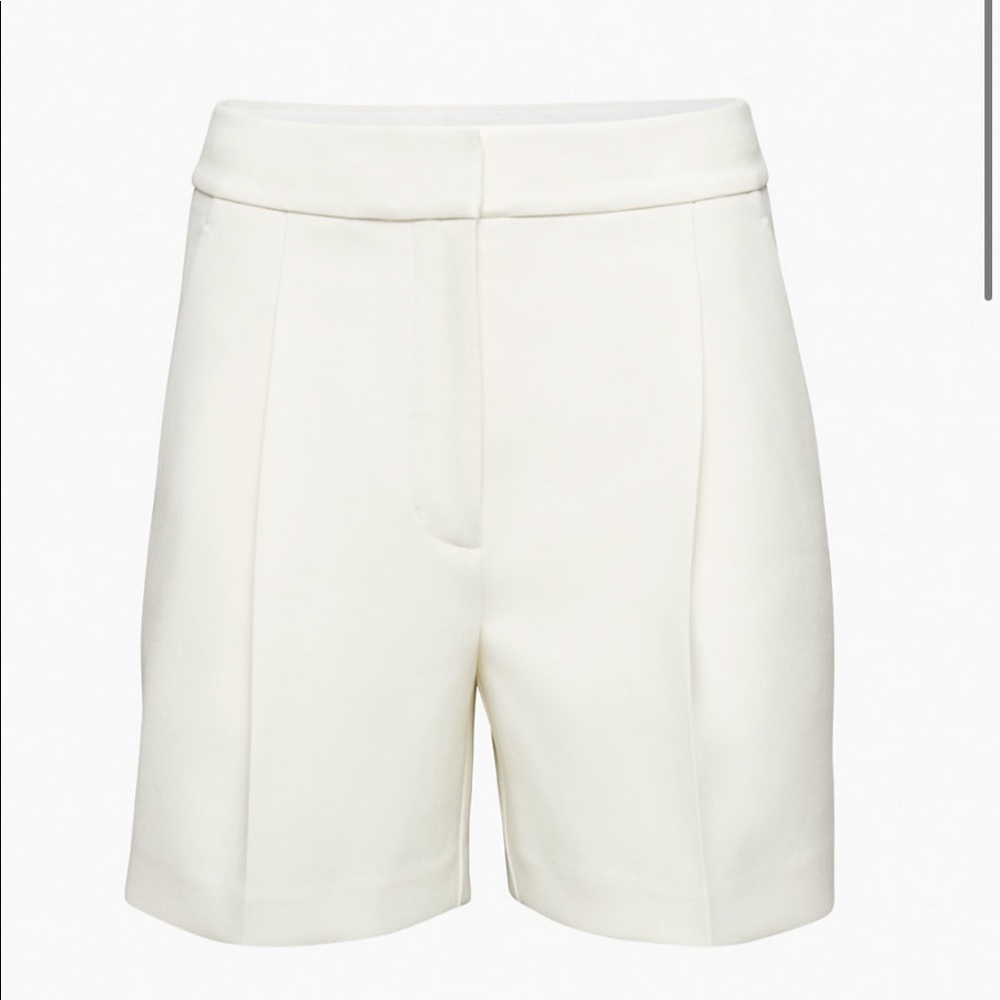 Aritzia Cream High-Rise Tailored Shorts